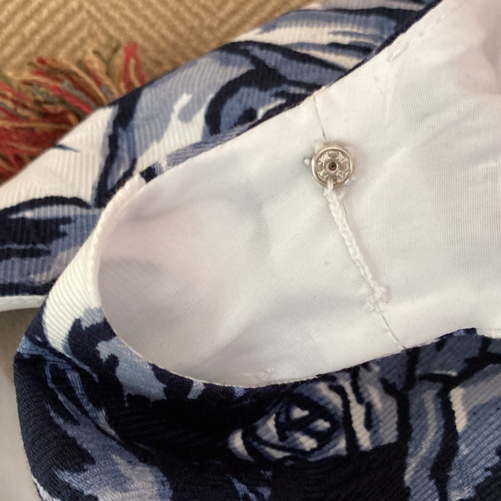 Talbots Blue and White Fit and Flare Scoop Neck Sleeveless Dress - Picture 7 of 9